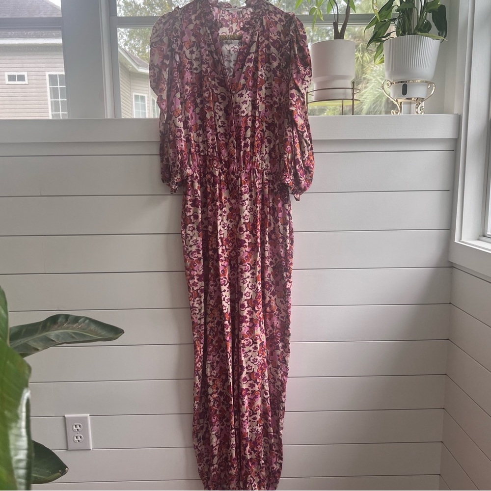 Love the Label Floral Pink Purple Feminine Jumpsuit Small